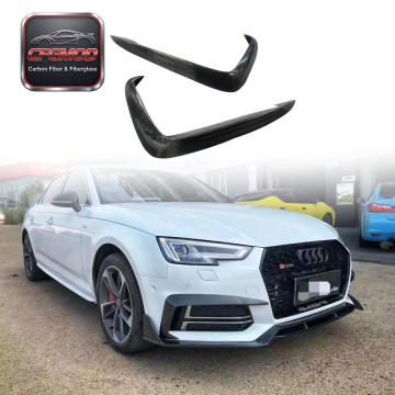 For Audi A3 S3 2013-2020 Carbon Fiber Front Bumper Fog Light Canards Vent Fins