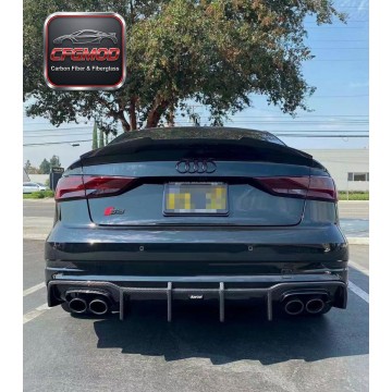 For Audi A3 S3 2013-2020 KB Style Carbon Fiber Blade Rear Lip Diffuser
