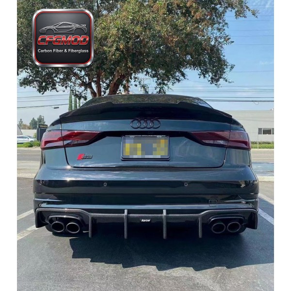 For Audi A3 S3 2013-2020 KB Style Carbon Fiber Blade Rear Lip Diffuser For Audi A3 S3 2013-2020 KB Style Carbon Fiber Blade Rear Lip Diffuser