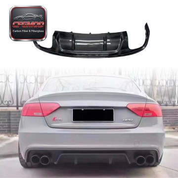 For Audi A5 S Line S5 2008-2012 R Style Dry Carbon Fiber Rear Lip Diffuser