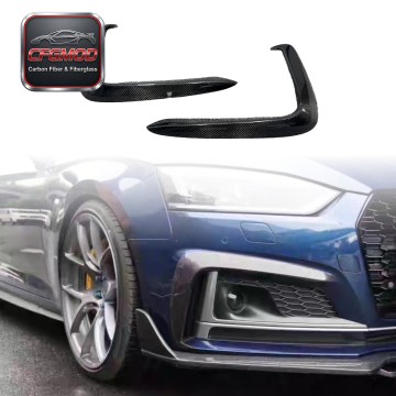 For Audi A5 S5 2017-2019 KB Style Carbon Fiber Front Bumper Fog Light Canards Fins
