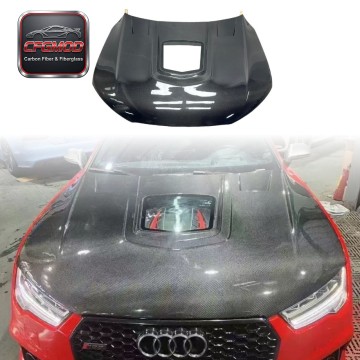 For Audi A7 S7 RS7 2013-2019 Clear Style Carbon Fiber Transparent Hood Bonnet