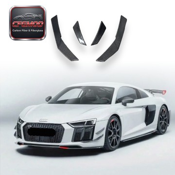 For Audi R8 2017-2022 Carbon Fiber Front Bumper Canards Adhesive Fins