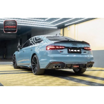 For Audi A5 S5 2021-2024 B9.5 TK Style Carbon Fiber Rear Diffuser Lip with LED Brake Light
