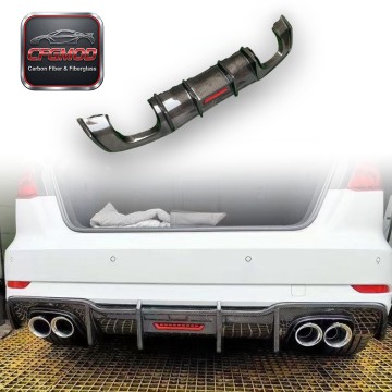 For Audi A3 2017-2020 8V.5 KB Style Carbon Fiber Rear Diffuser Lip with LED Brake Light