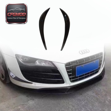 For Audi R8 2010-2015 Carbon Fiber Front Bumper Canards Adhesive Winglets Fins