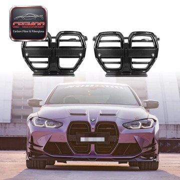 SQ Style Dry Carbon Fiber Front Bumper Assembly with ACC Grille for BMW M3 M4 G8X Tuning Parts