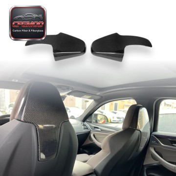 Dry Carbon Fiber Seat Headrest Backrest Trim Covers for BMW M3 M4 G8X Interior Accessories Dry Carbon Fiber Seat Headrest Backrest Trim Covers for BMW M3 M4 G8X Interior Accessories