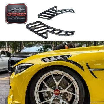 RS Style Carbon Fiber Front Fender Vents Louvers Trim for BMW M3 F80 M4 F82 Tuning Parts