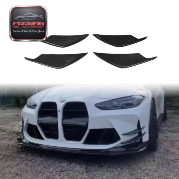 AC Style Dry Carbon Fiber Front Bumper Canards Splitters 4PCS for BMW M3 M4 G8X Tuning Parts