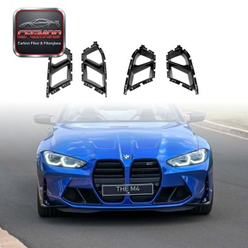 Gloss Black & Carbon Look MP Design Front Fog Lamp Air Inlet Grille Trim for BMW 2020+ M3 M4 G80 G82 Modification Accessories