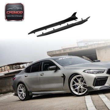 For BMW M8 F93 2020+ S Style Dry Carbon Fiber Side Skirt Extensions Rocker Panel Trim