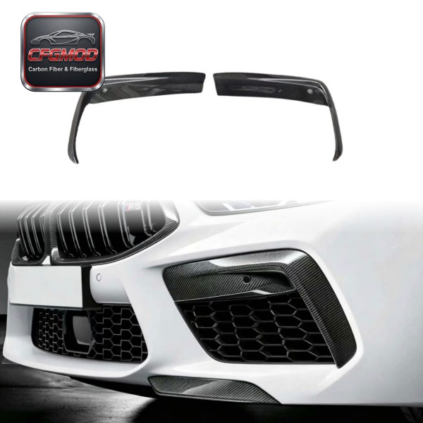 For BMW M8 F91 F92 F93 Dry Carbon Fiber Front Bumper Canards Fog Light Fins For BMW M8 F91 F92 F93 Dry Carbon Fiber Front Bumper Canards Fog Light Fins