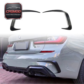 For BMW 3 Series 325i G20 G28 2020-2025 Carbon Fiber Rear Bumper Canards Fins