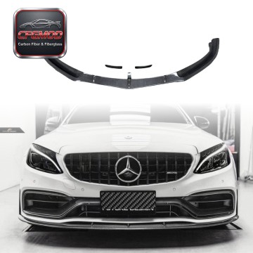 Real Carbon Fiber Front Bumper Lip Splitter 3-Piece Set BK Style for Mercedes W205 C63 Coupe 2015-2020 Real Carbon Fiber Front Bumper Lip Splitter 3-Piece Set BK Style for Mercedes W205 C63 Coupe 2015-2020