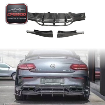 Real Carbon Fiber Rear Bumper Diffuser Corner Spats PSM Style for Mercedes W205 Coupe 2-Door Real Carbon Fiber Rear Bumper Diffuser Corner Spats PSM Style for Mercedes W205 Coupe 2-Door