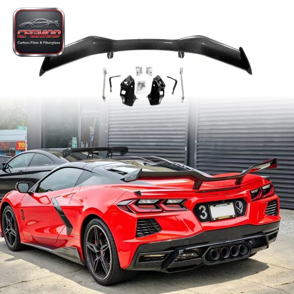 Dry Carbon Fiber Z07 Style Rear Trunk Spoiler Wing for Chevrolet Corvette C8 Z06 2020+