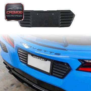 Dry Carbon Fiber Rear License Plate Frame Holder Trim for Chevrolet Corvette C8 Z51 Z06 2020+ Dry Carbon Fiber Rear License Plate Frame Holder Trim for Chevrolet Corvette C8 Z51 Z06 2020+