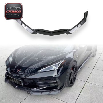 Dry Carbon Fiber LD Style 3-Piece Front Lip Splitter for Chevrolet Corvette C8 2020+ Dry Carbon Fiber LD Style 3-Piece Front Lip Splitter for Chevrolet Corvette C8 2020+
