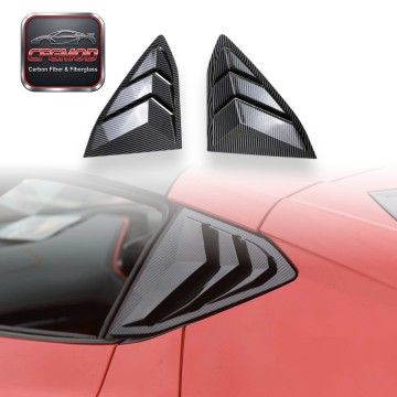 Dry Carbon Fiber Rear Window Louvers 3-Piece Vent Trim for Chevrolet Corvette C8 2020+ Dry Carbon Fiber Rear Window Louvers 3-Piece Vent Trim for Chevrolet Corvette C8 2020+