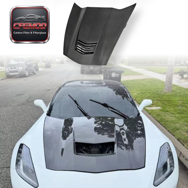 For Chevrolet Corvette C7 Z06 2014-2019 OEM Style Carbon Fiber Hood Bonnet Replacement