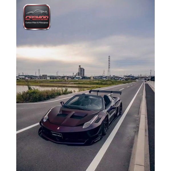 For Ferrari 458 LB Style Wide Body Kit Front Rear Bumper Side Skirts Hood Rear Wing Fender Flares