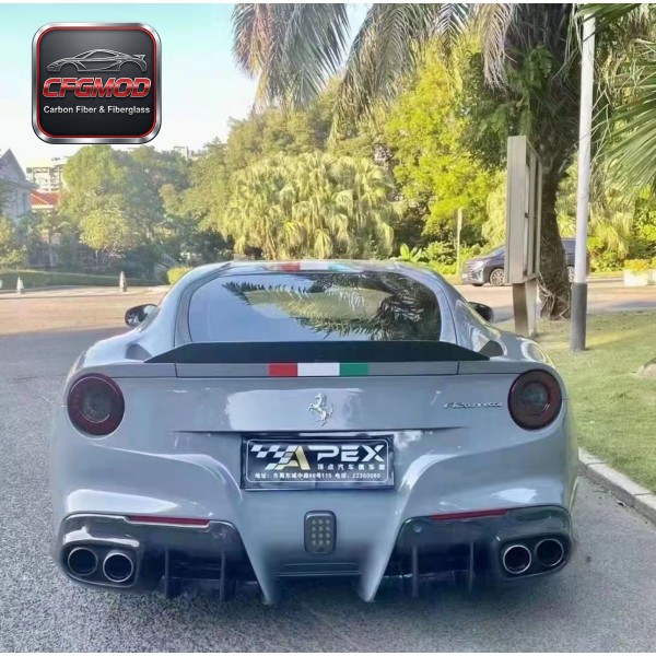 For Ferrari F12 Berlinetta 2012-2017 DMC Style Carbon Fiber Trunk Spoiler Rear Lip