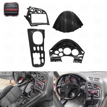 Carbon Fiber CF for RX7 FD3S LHD Interior Replacement Kit 4-Piece Black Hood A/C Shifter Panel Bezel Carbon Fiber CF for RX7 FD3S LHD Interior Replacement Kit 4-Piece Black Hood A/C Shifter Panel Bezel