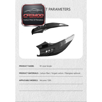 For McLaren 720S RY Style Carbon Fiber Front Fenders Fender Panels For McLaren 720S RY Style Carbon Fiber Front Fenders Fender Panels
