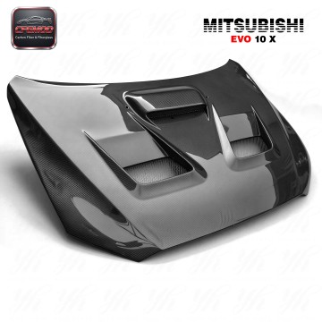 For Mitsubishi EVO 10 As Style Carbon Fiber Engine Hood with High Gloss 3k Twill Weave Surface New Retrofit/Upgrade For Mitsubishi EVO 10 As Style Carbon Fiber Engine Hood with High Gloss 3k Twill Weave Surface New Retrofit/Upgrade