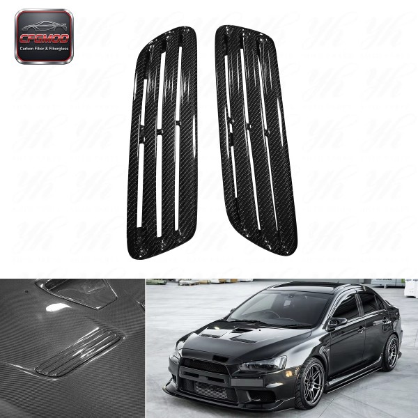 CF Carbon Fiber Bodykit for 2008-2012 Lancer Evolution EVO 10 X OEM Bonnet Hood Vents Black