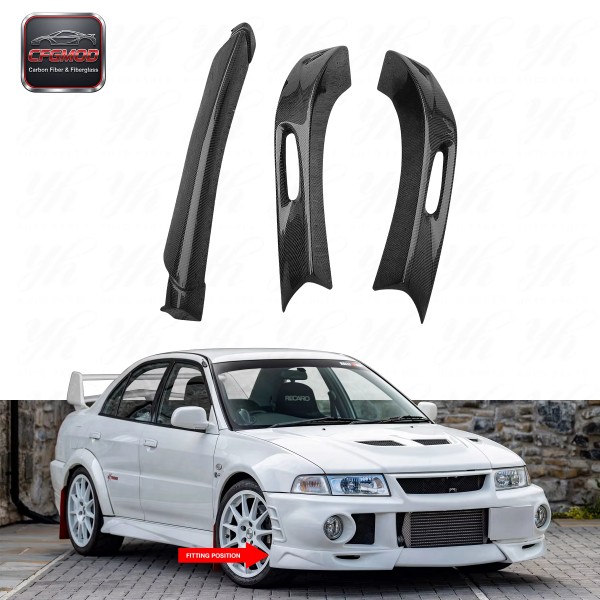 Carbon Fiber Black 3K Glossy Finish Limited Edition Extreme Style Front Lip (3pcs) for Evo 6 CF
