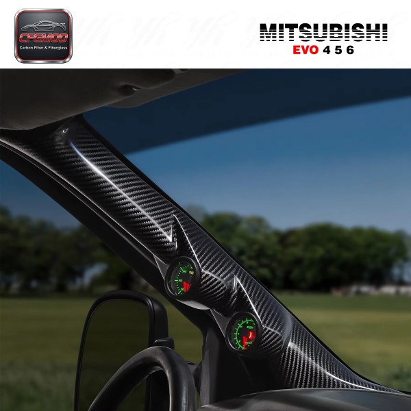 Carbon Fiber Evolution 6 A-Pillar Twin Gauge Pod-Black Retrofit/Upgrade