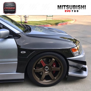 Carbon Fiber Evolution EVO 8 9 VC Front Fender (10mm Wider) (Pair) High Quality Factory-Direct Black Screw Mounting Carbon Fiber Evolution EVO 8 9 VC Front Fender (10mm Wider) (Pair) High Quality Factory-Direct Black Screw Mounting