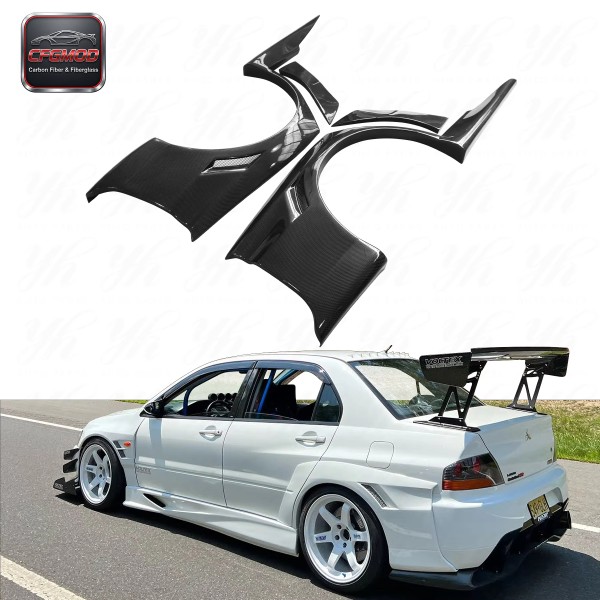 Brand Black FRP Carbon Fiber 2006-2007 Mitsubishi EVO 8 9 VC VTX Cyber Rear Over Fender