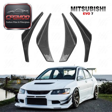 High Quality Black Carbon Fiber Canards 4PCS for Mitsubishi Evolution 7-9 (Thickness 36 Double-Sided Glossy) Easy