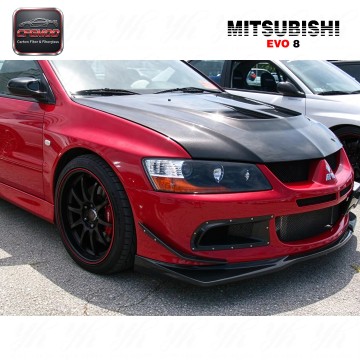 New 2003-2005 Lancer Evoulation 8 EVO 8 Front Bumper Canard 2 Pcs (One Side High Glossy) Carbon Fiber Easy Installation
