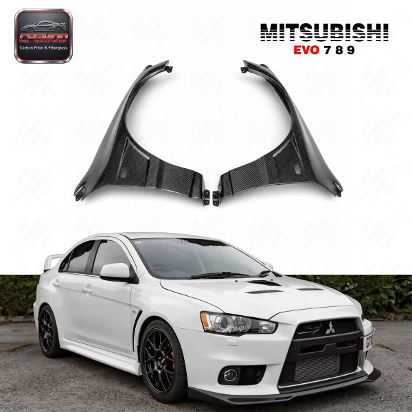 FOR Evolution EVO 8 9 Carbon Fiber Front Wider Single Vented Fender High Glossy Finish Screw Mounting Mitsubishi Lancer FOR Evolution EVO 8 9 Carbon Fiber Front Wider Single Vented Fender High Glossy Finish Screw Mounting Mitsubishi Lancer