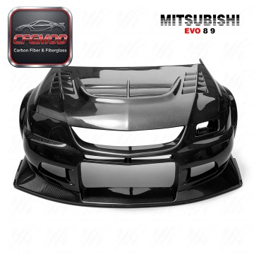 Combined Front Kits Bumper/Fenders Wing with Hood Bonnet for Carbon Fiber Evolution Evo 8 9 VC Black Combined Front Kits Bumper/Fenders Wing with Hood Bonnet for Carbon Fiber Evolution Evo 8 9 VC Black