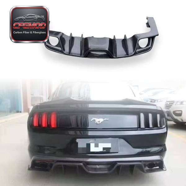 AC Style Carbon Fiber Rear Bumper Lip Diffuser for 2015-2017 Ford Mustang Tuning Parts