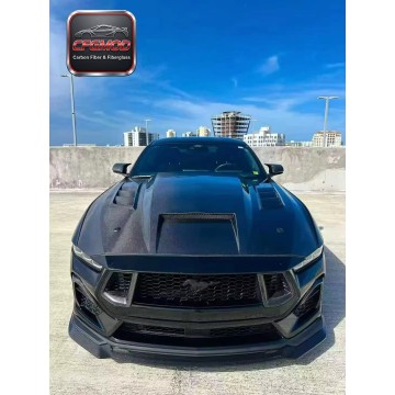 TF Style Vented Carbon Fiber Engine Hood Bonnet for 2024+ Ford Mustang S650 Tuning Parts