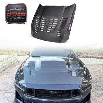 AC Style Vented Carbon Fiber Front Engine Hood Bonnet for 2024+ Ford Mustang S650 AC Style Vented Carbon Fiber Front Engine Hood Bonnet for 2024+ Ford Mustang S650