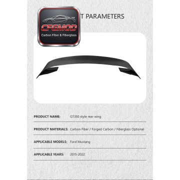 For Ford Mustang GT350 Carbon Fiber Rear Wing Spoiler Aero For Ford Mustang GT350 Carbon Fiber Rear Wing Spoiler Aero
