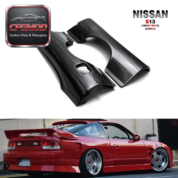 3K Twill Carbon Fiber Rear Over Fenders +50mm Widebody Flares for Nissan 180SX RS13 S13 240SX Hatchback Tuning 3K Twill Carbon Fiber Rear Over Fenders +50mm Widebody Flares for Nissan 180SX RS13 S13 240SX Hatchback Tuning