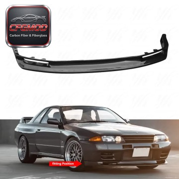 for 1989-1995 Skyline R32 GTR BNR32 JUN Style Front Bumper Lip Splitter (GTR Only) Carbon Fiber Black Glossy Matte