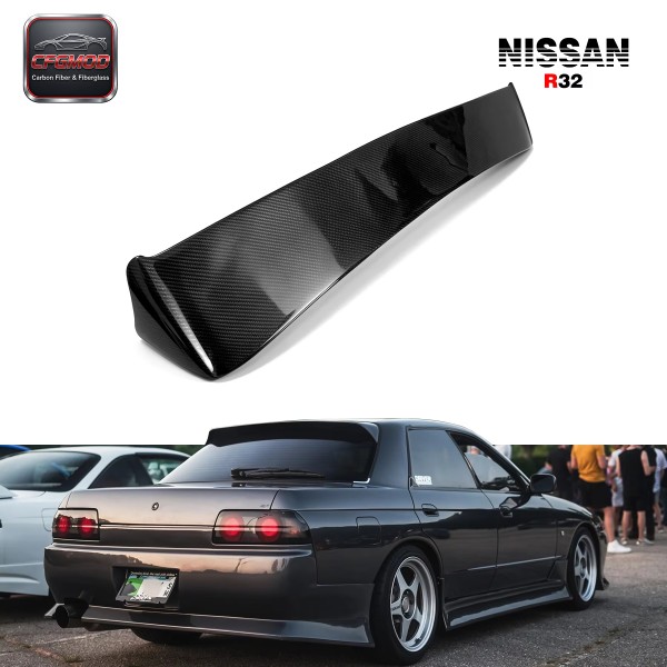 Carbon Fiber CF Rear Roof Spoiler Wing Ducktail Fit for 1989-1994 Skyline R32 GTS GTR Dmax DM Style Carbon Fiber CF Rear Roof Spoiler Wing Ducktail Fit for 1989-1994 Skyline R32 GTS GTR Dmax DM Style