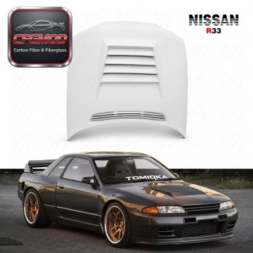 New High Quality for R33 GTS Spec 1 Glass Fiber Engine Dmax Hood Black/White Gel Coat Retrofit/Upgrade New High Quality for R33 GTS Spec 1 Glass Fiber Engine Dmax Hood Black/White Gel Coat Retrofit/Upgrade