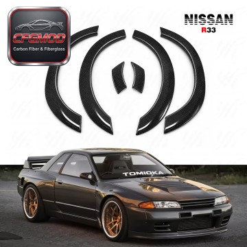 Carbon Fiber CF Wheel Arches Extensions Eyebrow for Skyline R33 GTST/GTR Nisom NI 400R Style