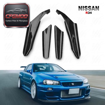 For Skylline R34 GTR OEM Front Bumper Canard 4pcs Carbon Fiber For Skylline R34 GTR OEM Front Bumper Canard 4pcs Carbon Fiber