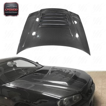For R34 GTR NI Style Carbon Fiber Hood CF For R34 GTR NI Style Carbon Fiber Hood CF